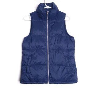 Old Navy Blue Zipper Front Nylon Puffer Vest Women's Size XS